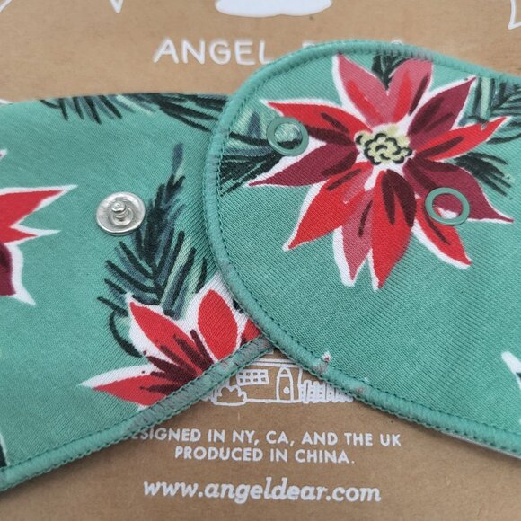 ANGEL DEAR Bandana Bib Bamboo Blend Poinsettias Holiday Christmas - Picture 4 of 5